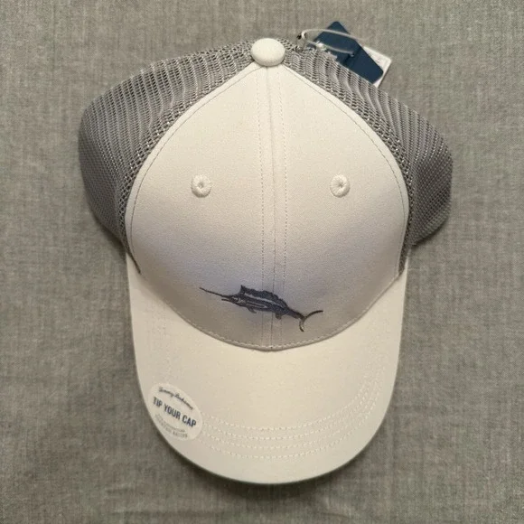 Tommy Bahama Men's Mesh Cap White Marlin Logo Island Life Snapback Hat Trucker - Picture 3 of 9